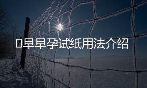 ​早早孕试纸用法介绍